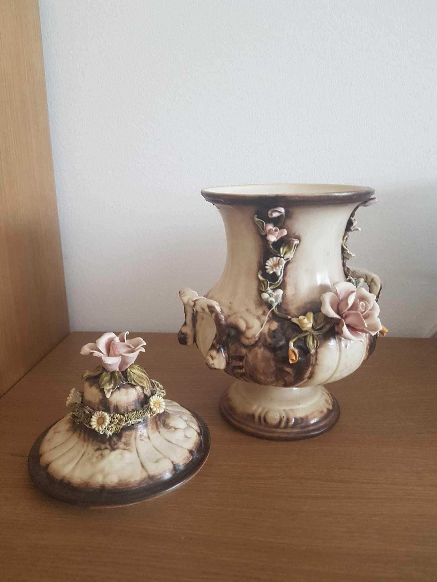 Pote Antigo Floral em Porcelana NÁPOLES-Italy