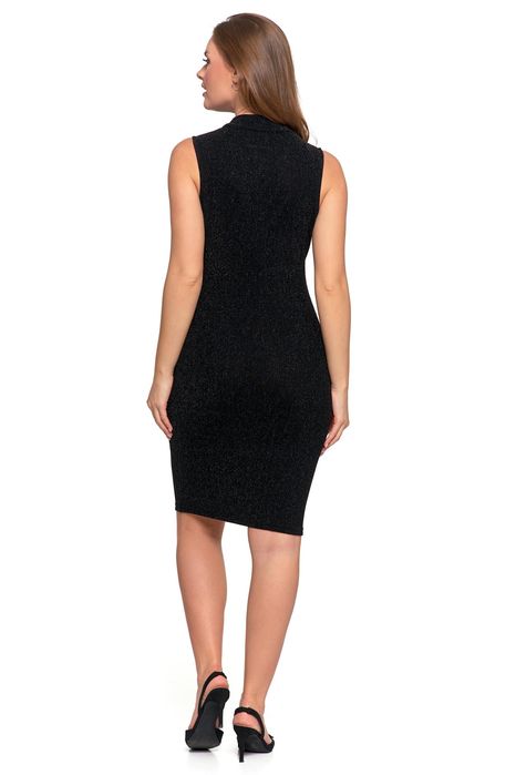 Sukienka Damska Midi Bez Rękawów Koktajlowa  Połysk Dopasowana Moraj S