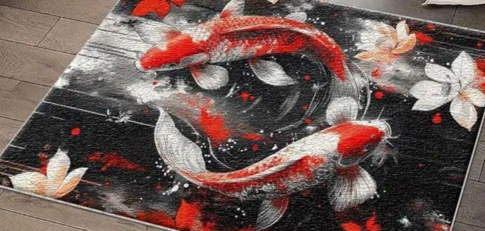 Chodnik mata antypoślizgowa print japońskich karpi koi