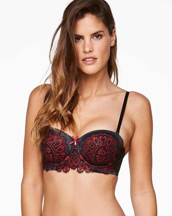 Роскошный сатиновый бюстгальтер с кружевом стразами Hunkemoller 75E