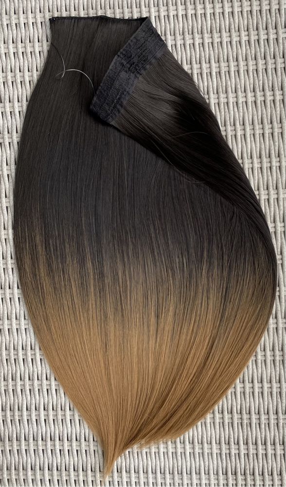 Premium Ultra włosy doczepiane, czarny/c. blond/ombre na żyłce ( 378 )