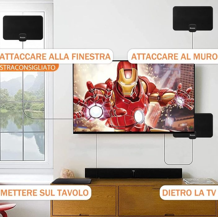 Boyoye Mocna wzmacniana antena telewizyjna do pomieszczeń