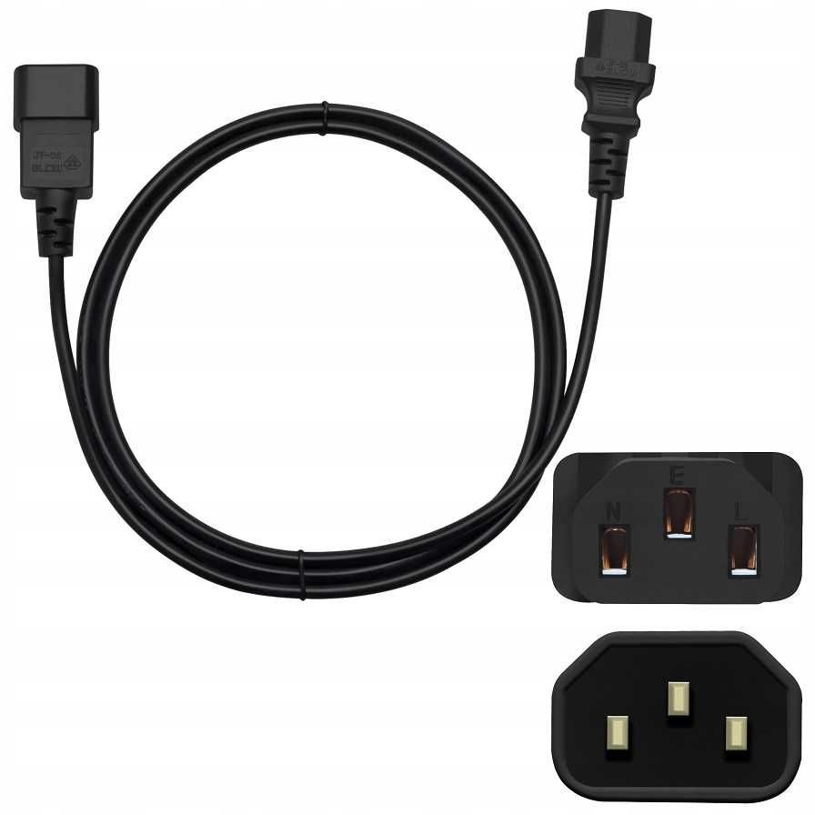 Kabel przedłużacz C13 C14 zasilający serwerowy 1,5m * Video-Play