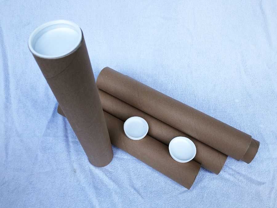 LOTE 5 Tubos NOVOS de Cartão Redondos c/ Tampas para Envios Postais