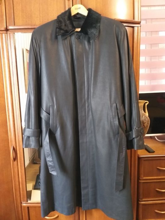 Brioni Кожанный плащ с мехом Sherman XXL 56