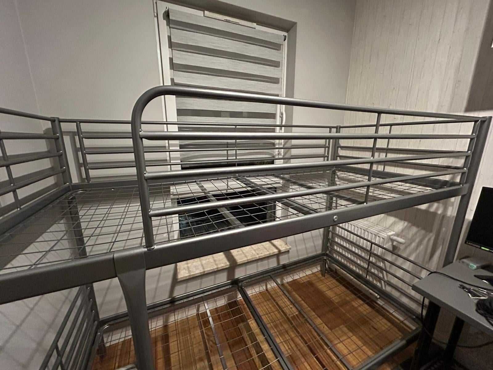 Łóżko piętrowe SVÄRTA IKEA - srebrny 90 x 200 cm + DOSTAWA