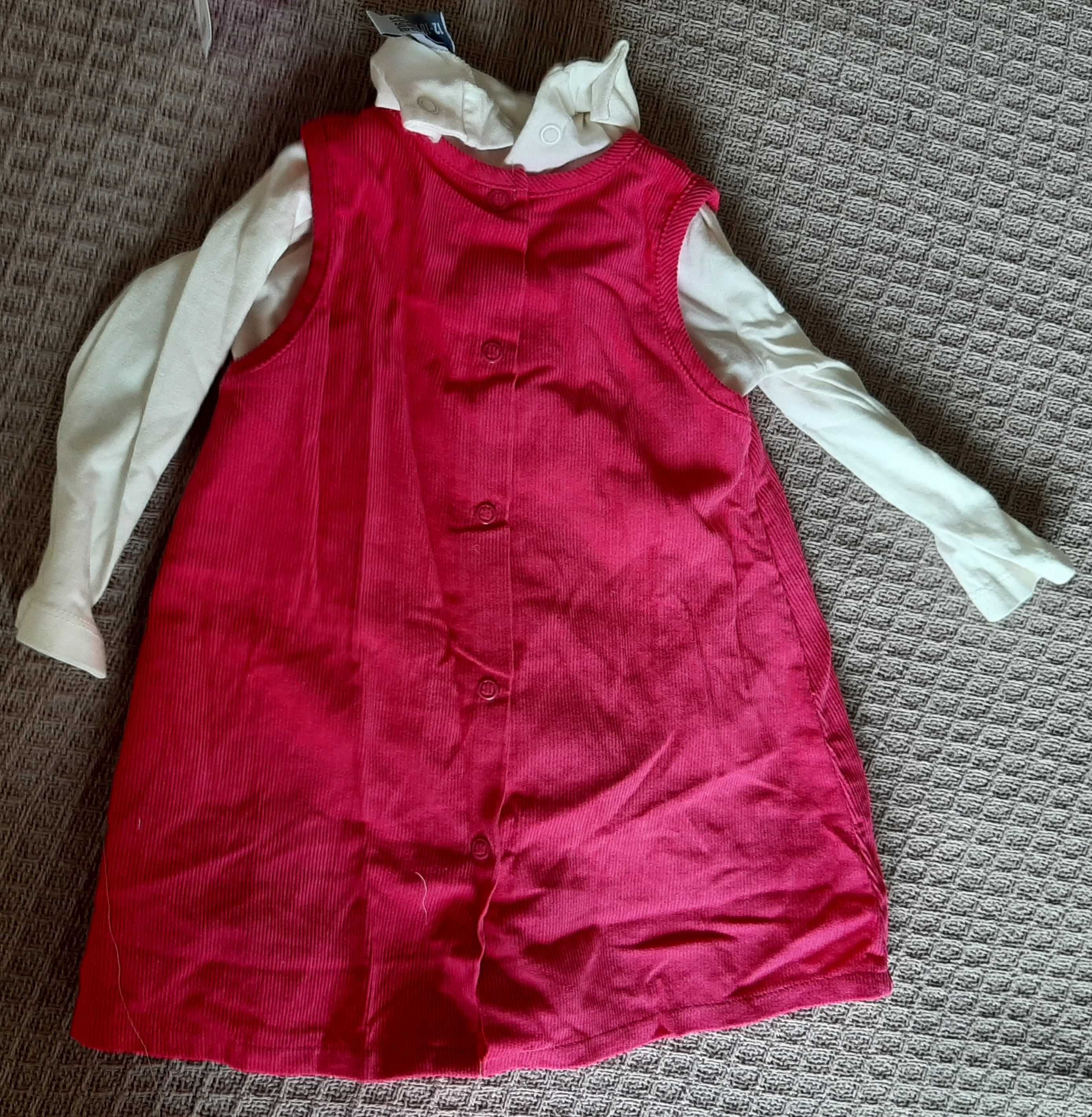 Conjunto de menina - vestido e camisola - 12-18 meses - novo