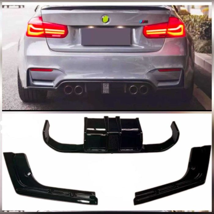 Диффузор на BMW 3 M3 F30 со стопом F1 спойлер сплиттер губа сплiтер