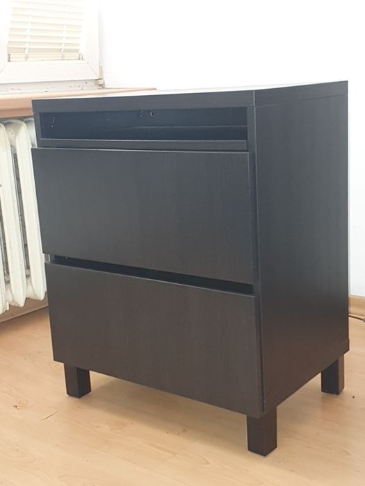 Szafka nocna komoda 2 szuflady ciemny brąz