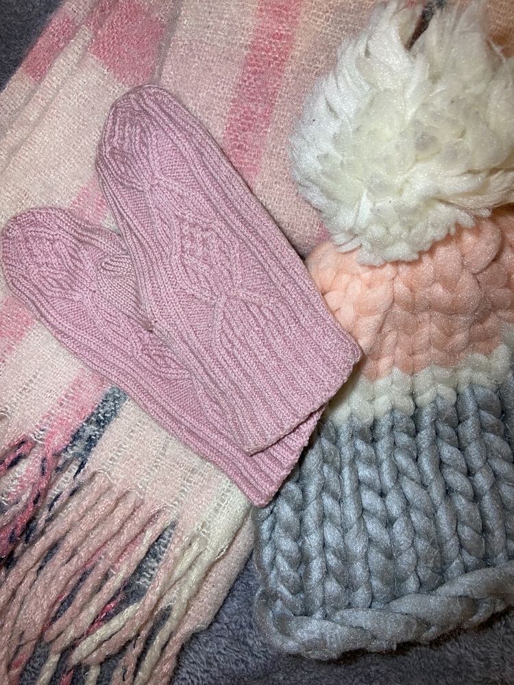 Зммовий комплект шарф + шапка + рукавиці (H&M,Cropp)