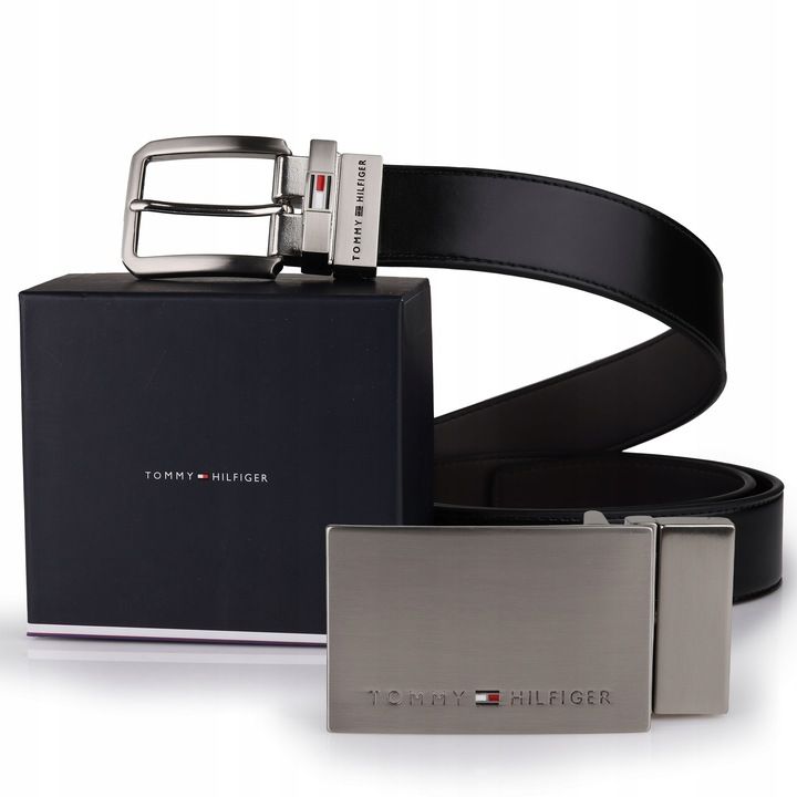 Pasek Tommy Hilfiger 4w1 Dwustronny 40/100 2 Klamry Etui Pudełko