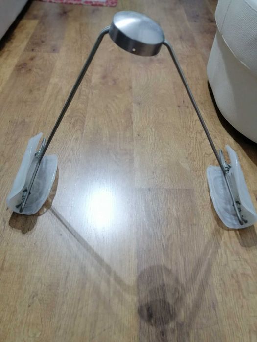 Candeeiro de teto em vidro fosco extensível, inox