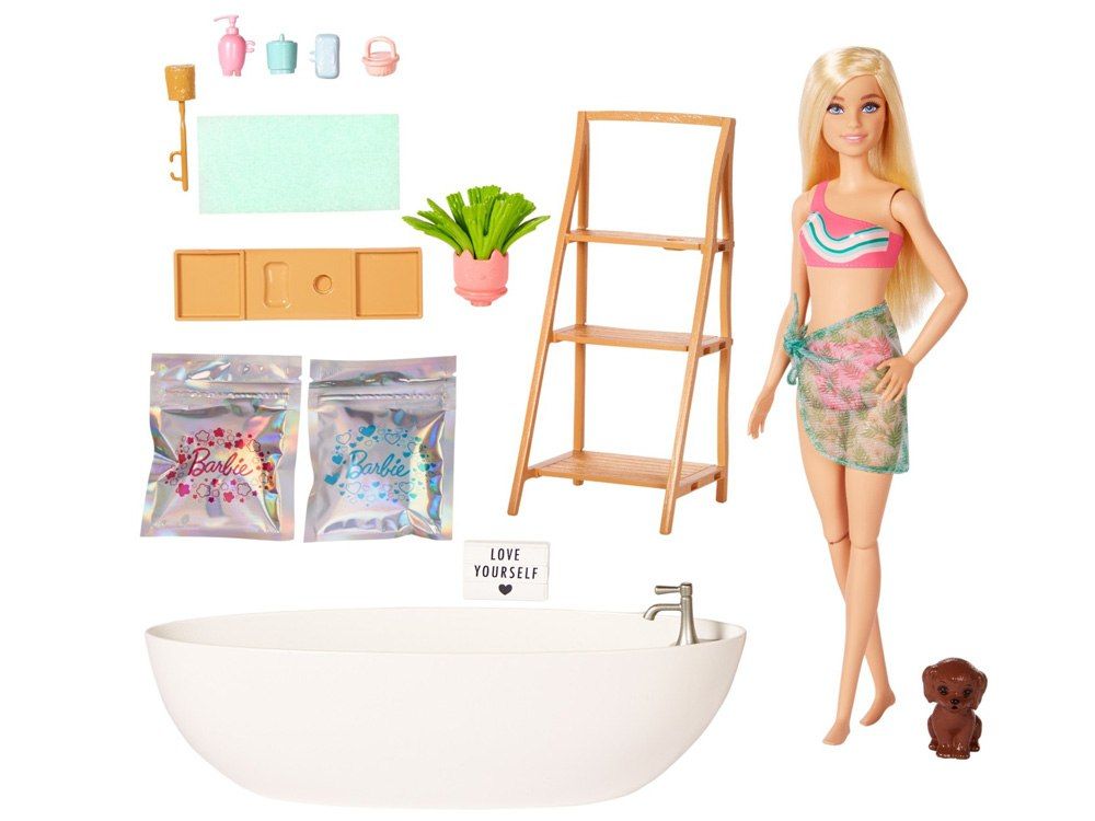 Lalka Barbie Kąpiel w kolorowym konfetti domowe spa wanna ZA5090