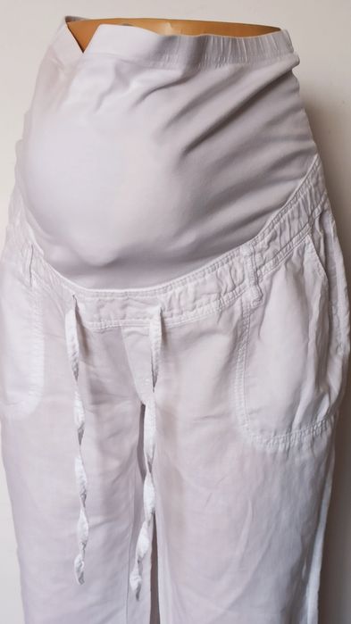 Sg Białe lniane spodnie ciążowe 44 , XL letnie spodnie ciążowe 44 , XL