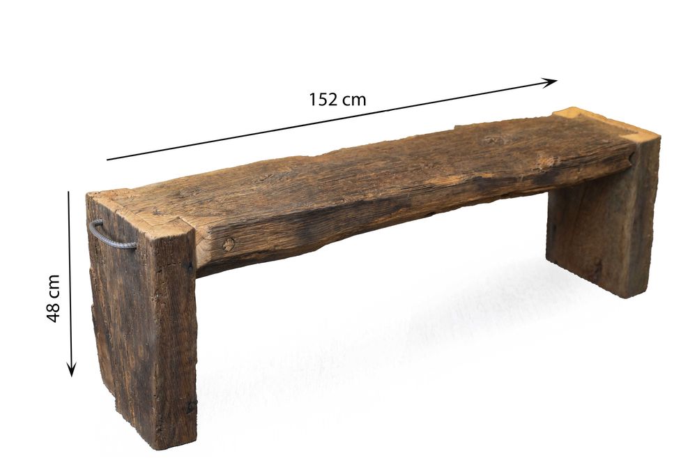 Ławka dębowa rustykalna 152x33x50 cm – dąb słoweński, loft.