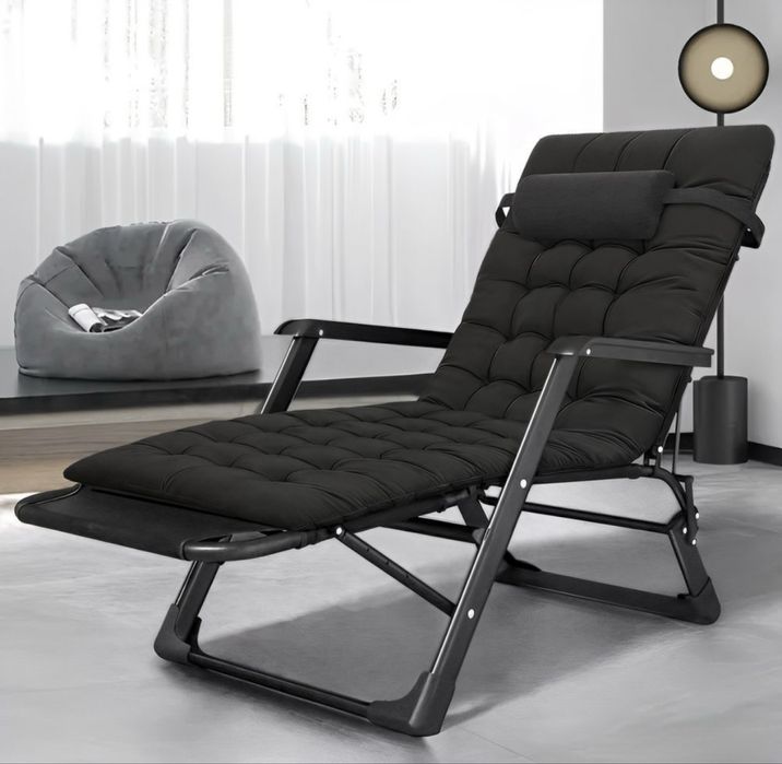 Розкладне крісло ліжко з подушкою LEOBRO Чорний (LB-FCB-G1-BLK)