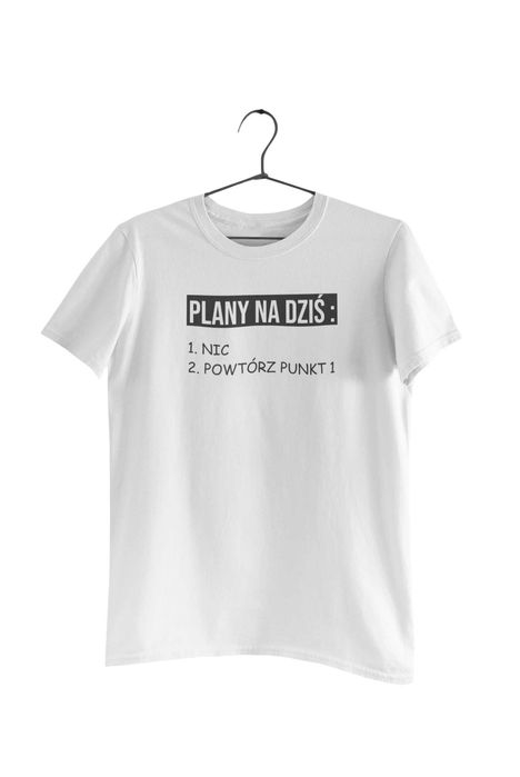 Koszulka z nadrukiem „plany na dziś: 1. Nic 2. Powtórz punkt 1 + ebook