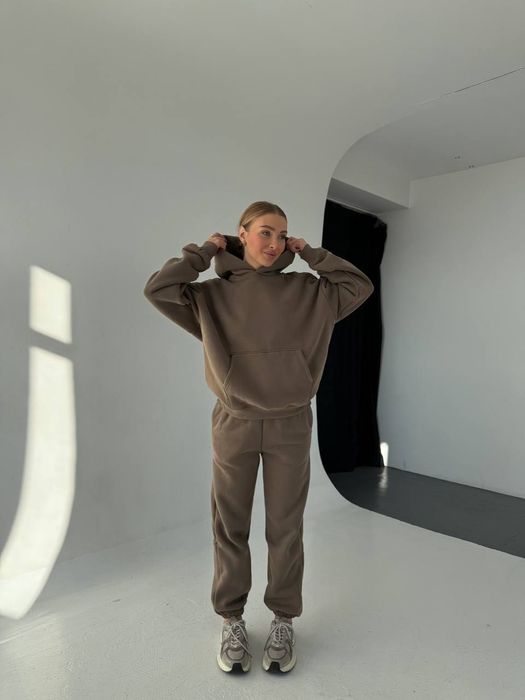 Спортивний костюм на флісі жіночий Мокко Шоколад S,M,L на зиму