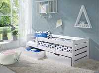 Łóżko dla dziecka białe BELLA 80x180 z 2x szufladami i barierką
