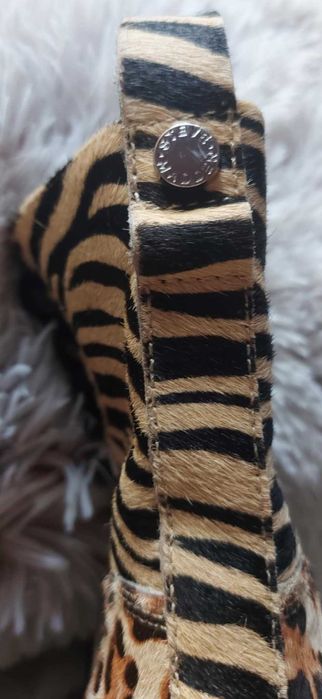 Steve Madden Grid trapery z Naturalnego Futra SKÓRA Animal Print