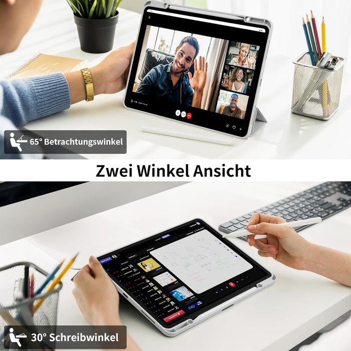 Etui iPad Air 13" M2 / Pro 12,9" 2022/21 Szare z Uchwytem