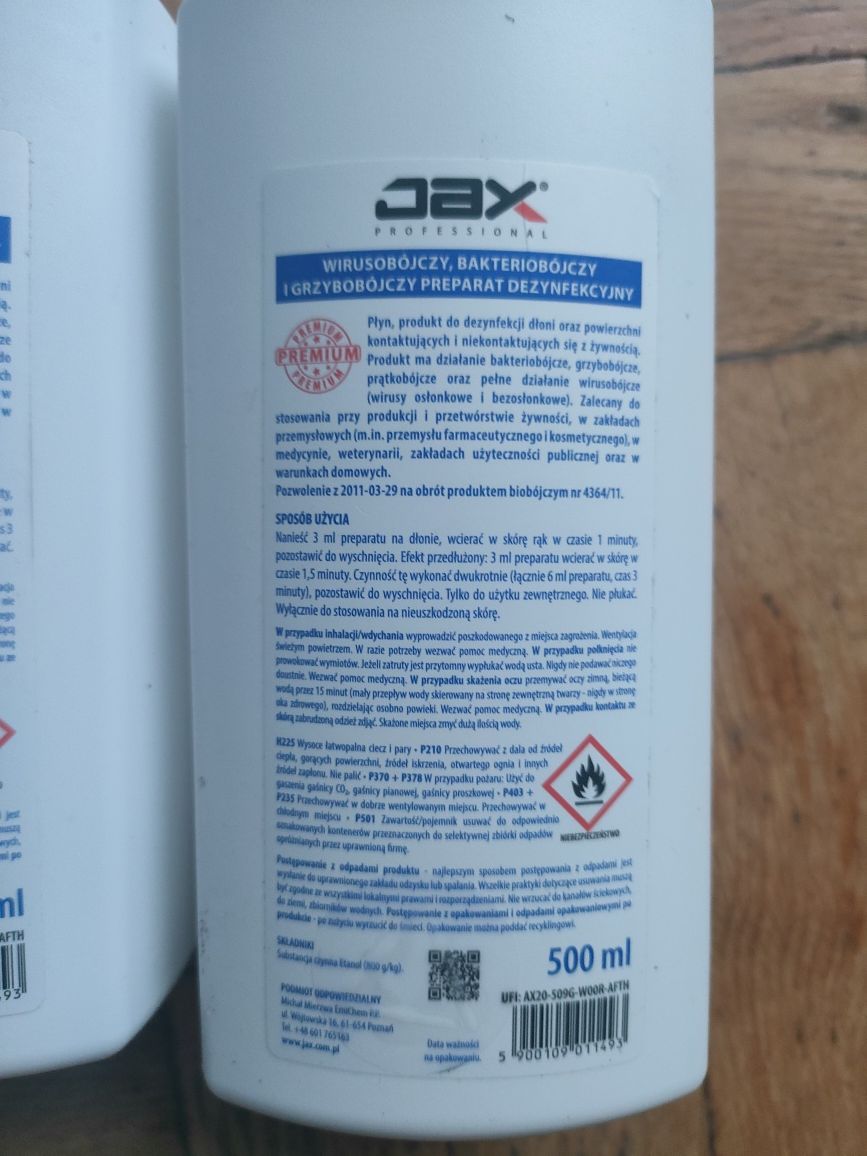 JAX PREMIUM 500ml -dezynf. rzeciwgrzyb. Do rąk, powierzchni