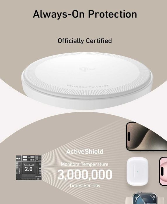 Зарядний пристрій Anker 3 в 1 MagSafe Stand Qi2 15W із блоком жив 40W