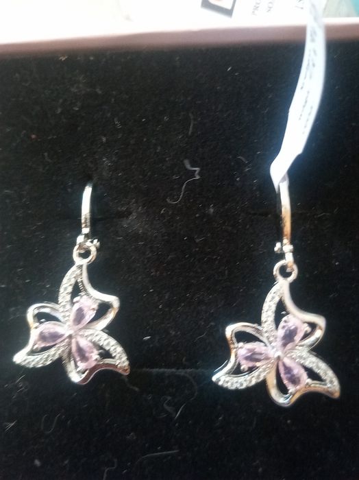 Srebrne 925 kolczyki różowe pudrowe.