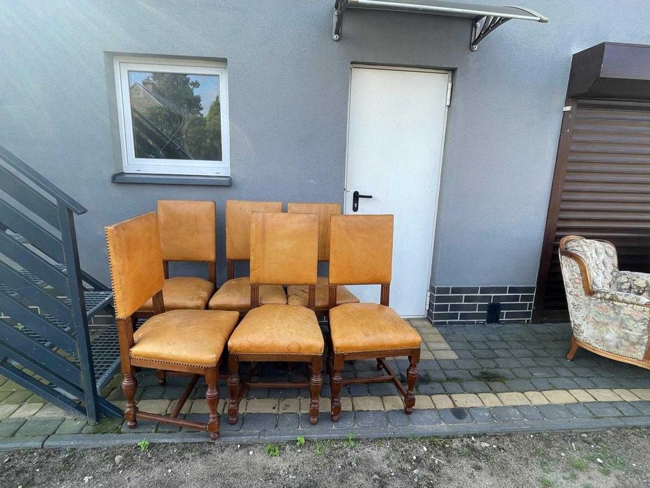 Sprzedam Stare krzesła skórzane - komplet