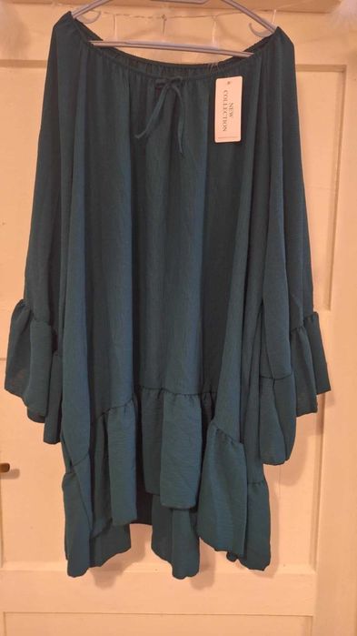 Cudna duża tunika. Butelkowa zieleń. 144 cm biust