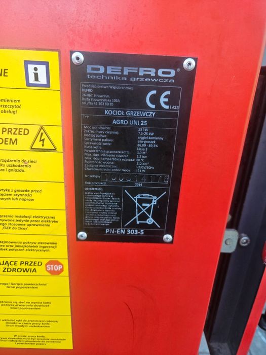Wszystkie cześci do kotła na ekogroszek Defro moc 25kw