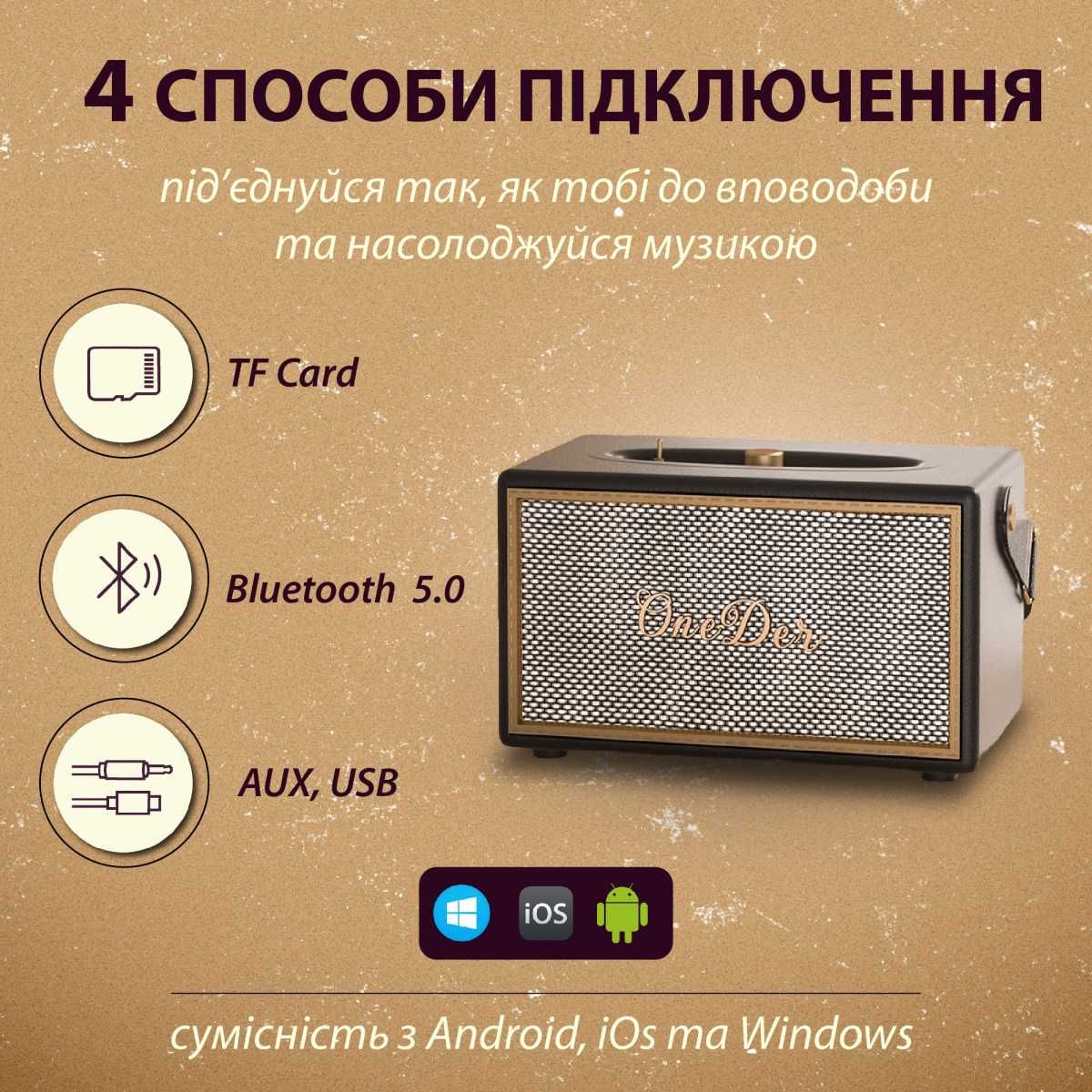 Портативна акустична колонка OneDer D6 Bluetooth TF/USB/AUX 40 Вт