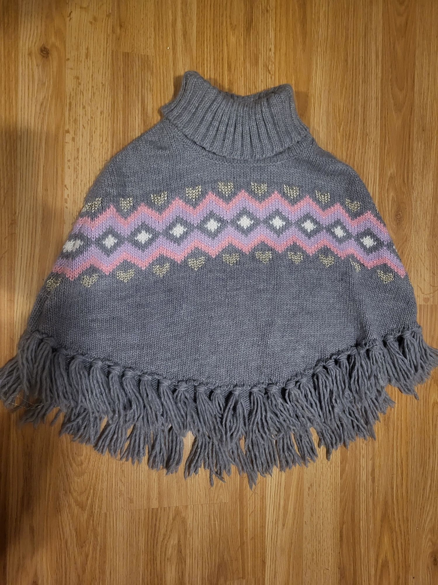 Poncho h&M od 5-12 lat 122-146 dziewczynka ciepłe i mięsiste