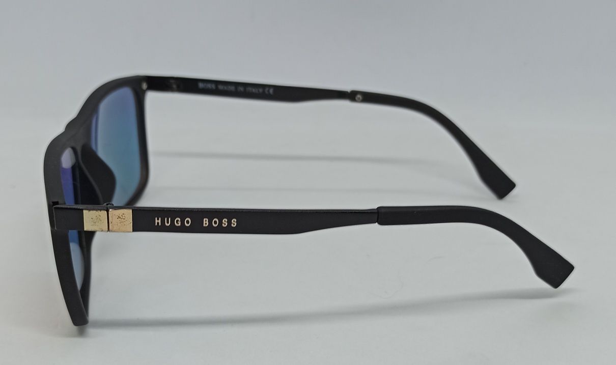 Hugo Boss очки мужские оранжевые зеркальные в черной матовой оправе
