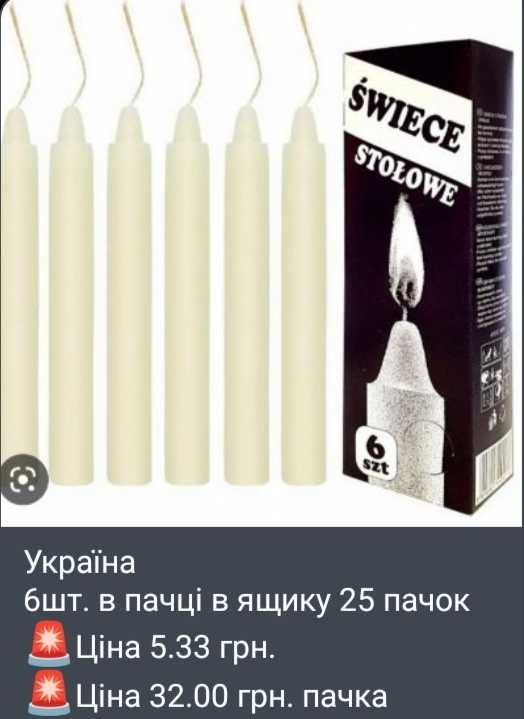 Свічка столова запаска вклади Memoria Bispol Україна Польща