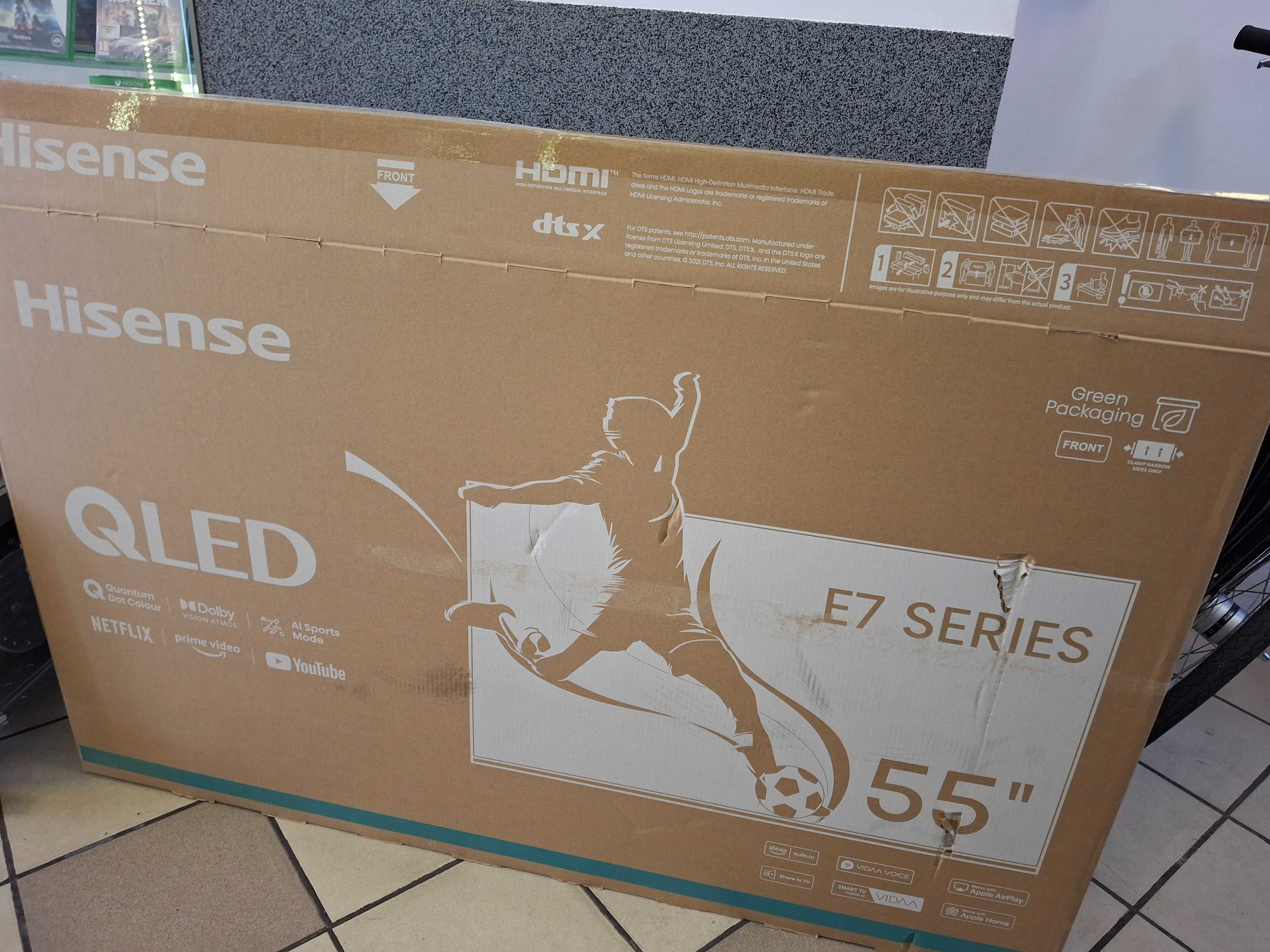 Telewizor QLED Hisense 55E7NQ 55" 4K UHD czarny JAK NOWY! GWARANCJA
