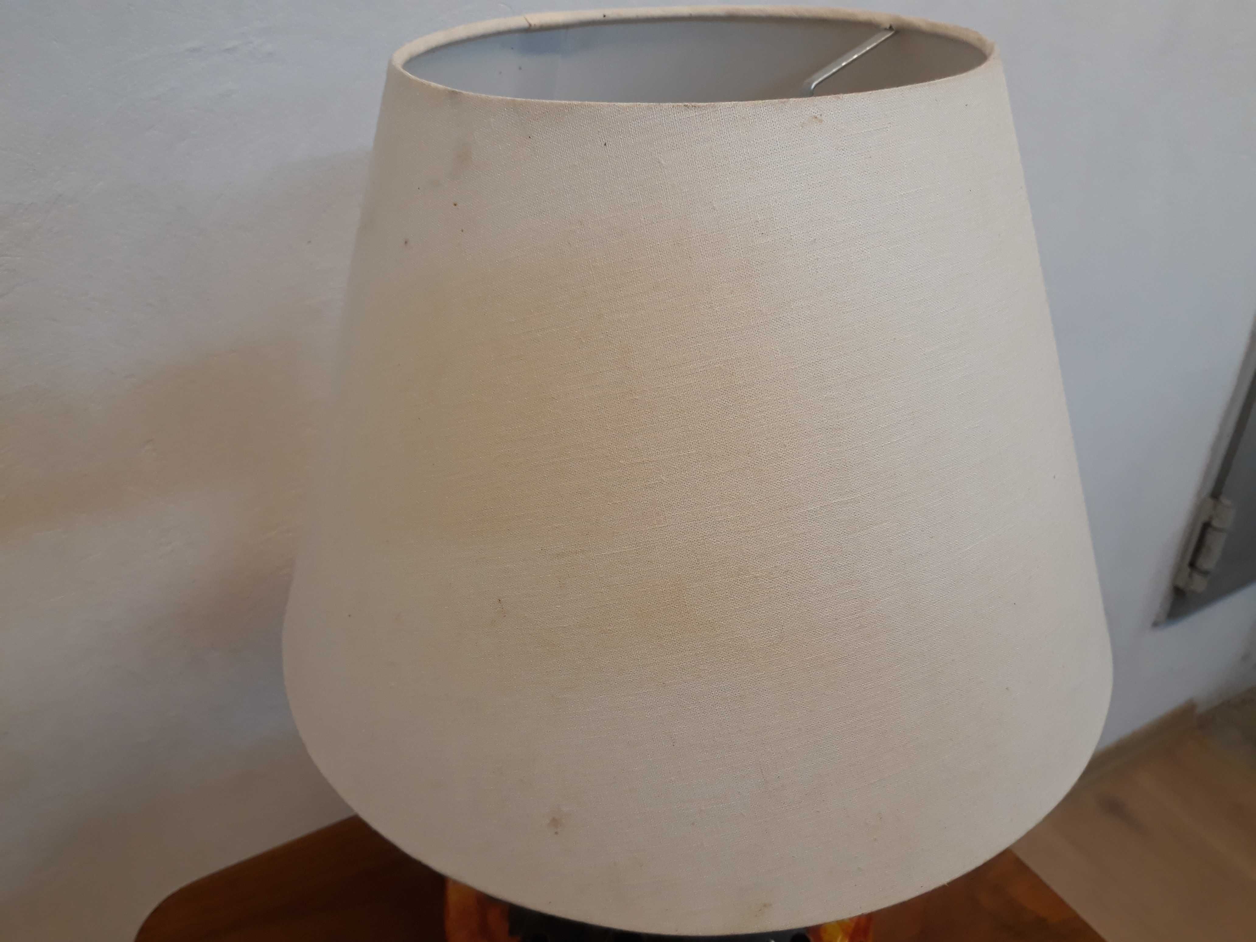 Lampa stołowa ceramiczna lawa z abażurem ażurowa 2 źródła światła
