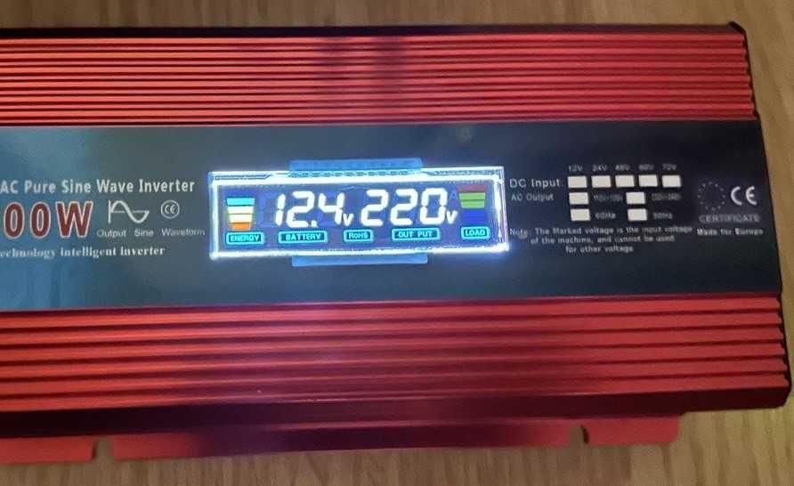 Инвертор с модифицированной синусоидой 1300вт (2600вт), 12-220в