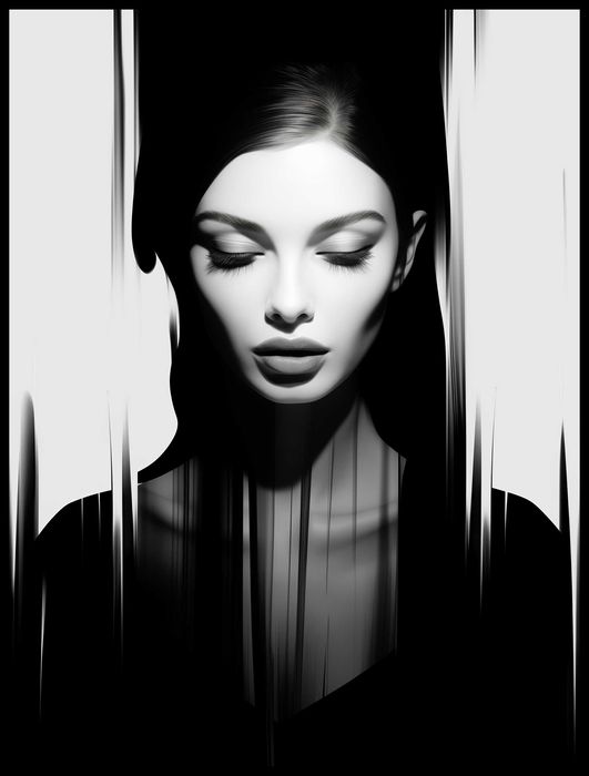 Plakat na Ścianę Obraz Kobieta Sztuka Czarno-Białe 40x60 cm Premium