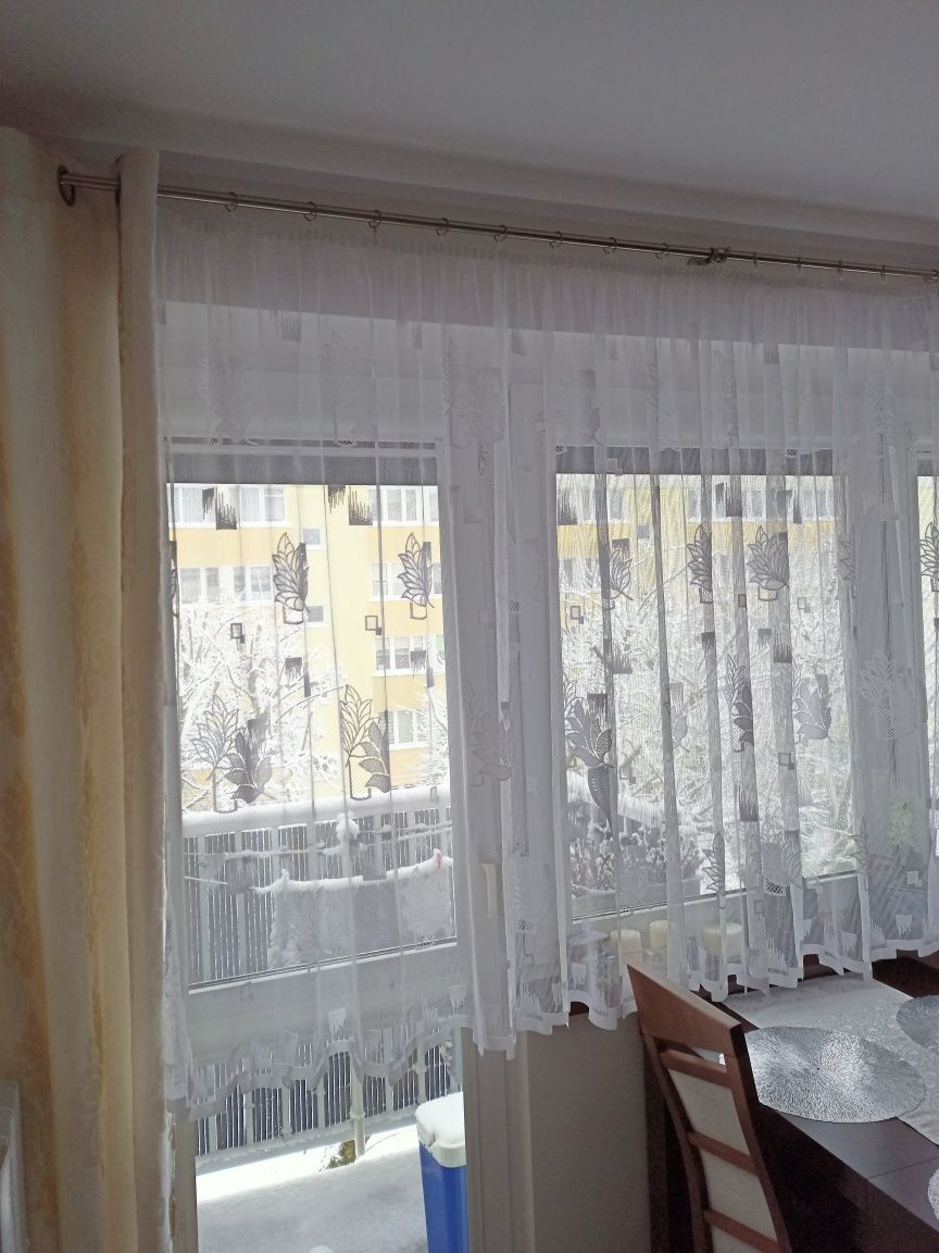 Wyprzedaż! Piękna duża 340 cm firanka uszyta na taśmie. Bez prasowania