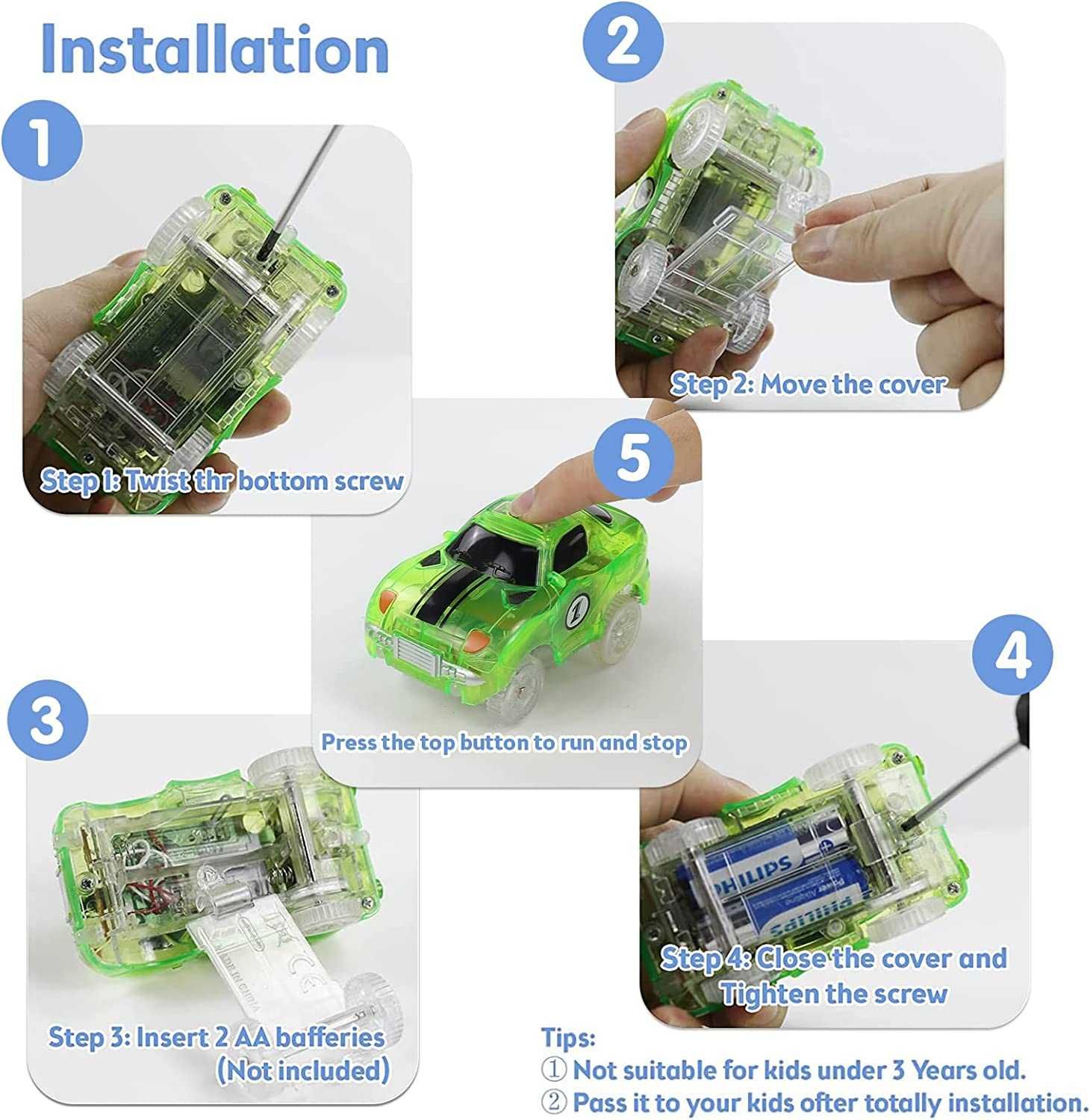 Glow Racing Track Car Set Led Light