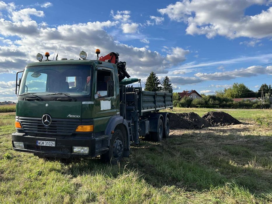 Piach, ziemia, kruszywa, pellet, transport wywrotka + HDS, koparka