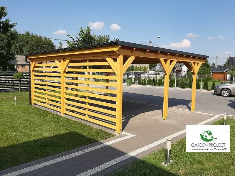 wiata carport2 płaski dach ażur montaż
