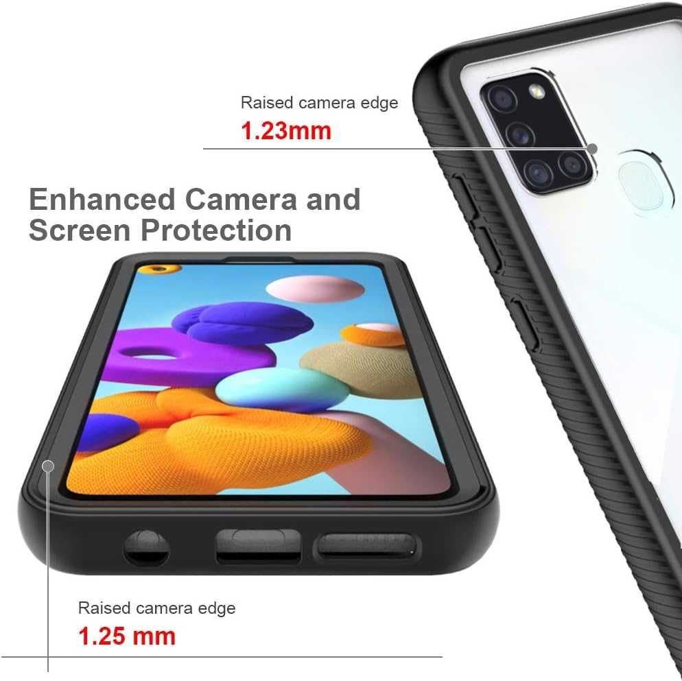 CENHUFO etui 360 do Samsung Galaxy A21s pancerne bezbarwno czarne