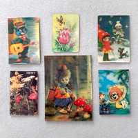 Комплект 5 детских стерео календариков + открытка, переливашки