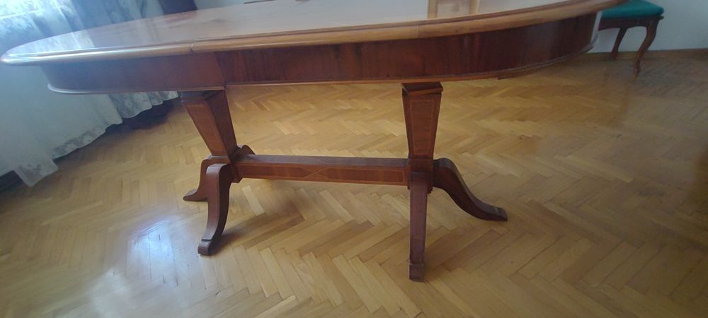 Stół owalny rozsuwany Intarsja lata 70-80