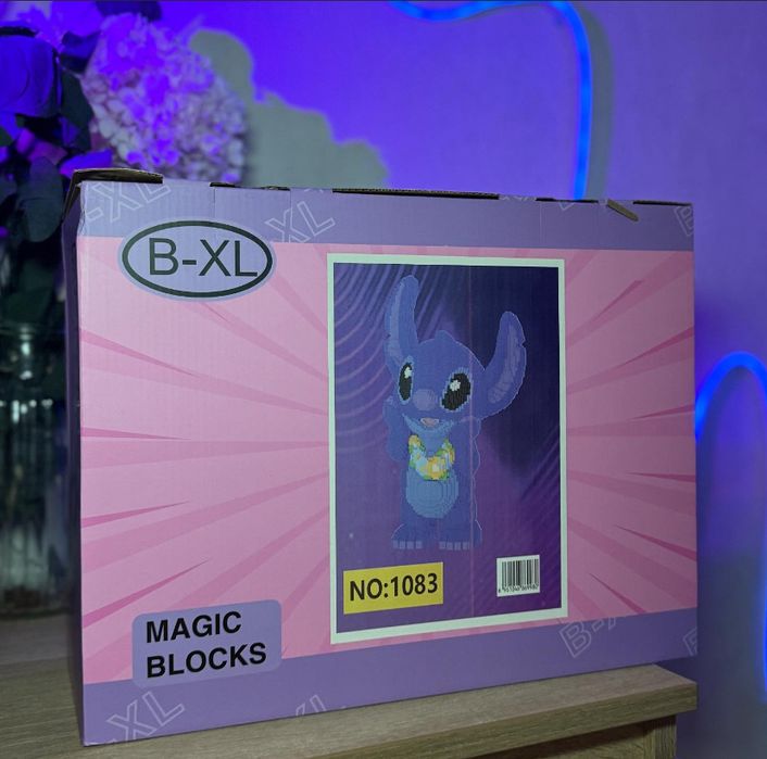 Конструктор Magic Blocks Стіч на Гавайях 65 см Рожевий/Синій(на вибір)