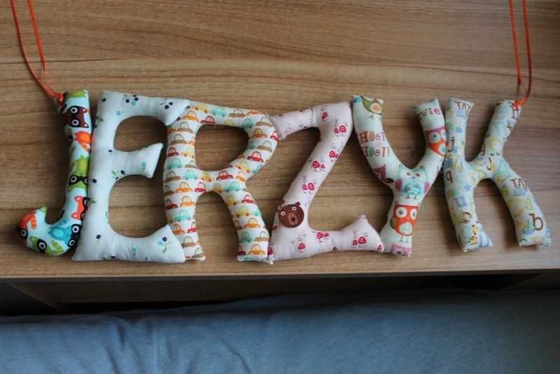 Handmade, rękodzieło, napis, litery z materiału, imię Jerzyk