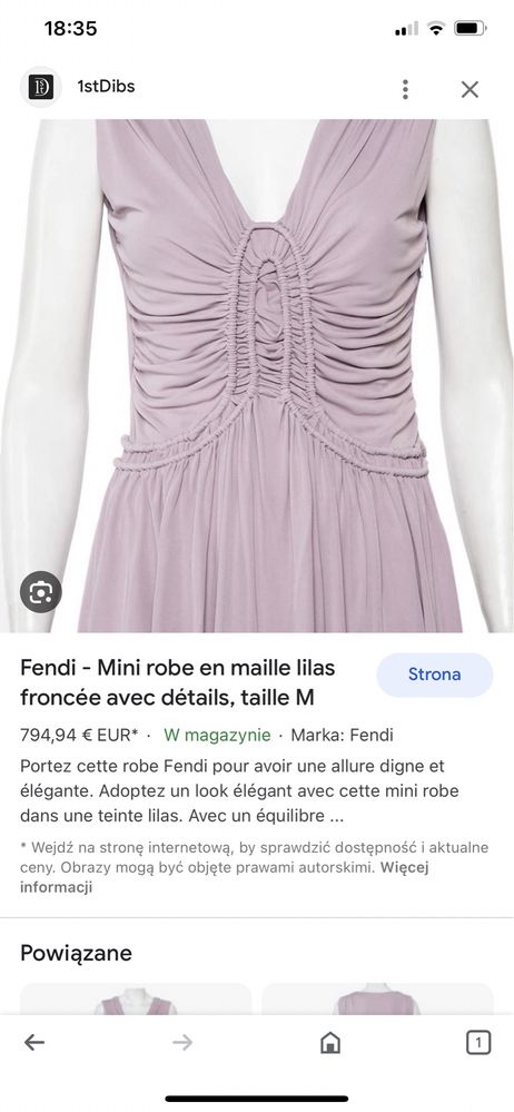 Piękna elegancka sukienka Fendi - Mini robe lilas M/L oryginał