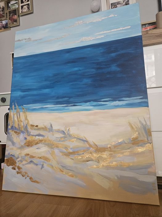 Wielki obraz morze bałtycki, plaża szlagmetal 100x80cm